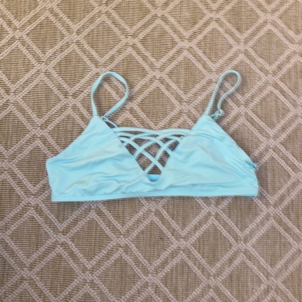Lspace bikini top in light turquoise blue